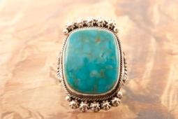 Genuine Kingman Turquoise Ring by Navajo Artist Aaron Toadlena